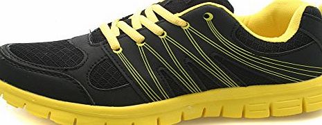 Boston Athletics Mens Boston Athletics Shock Absorbing Running Gym Trainers Sizes 7-12-Black / Yellow-9