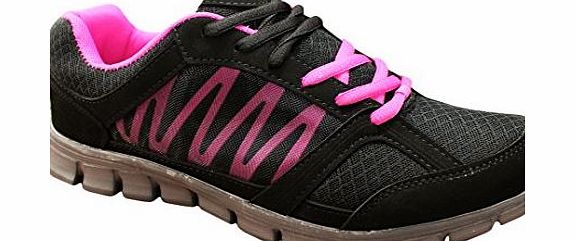 Boston Athletics Womens Boston Athletics Shock Absorbing Running Gym Trainers Sizes 3-8-Black / White-4