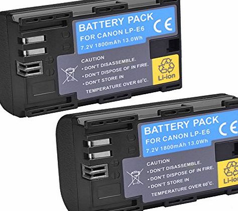 BPS 2x LP-E6 LP-E6N Li-ion Battery for Canon EOS 6D,EOS 70D,EOS 80D,EOS 7D,EOS 5D Mark IV,EOS 5D Mark III,EOS 5D Mark II,EOS 5DS,EOS 60D,EOS 7D mark II, 7D mark III Digital SLR Camera,Canon Battery Ch