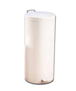 30 Litre White Steel Pedal Bin