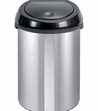 50 Litre Touch Top Kitchen Bin - Silver