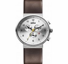 Braun Mens Silver Brown Watch