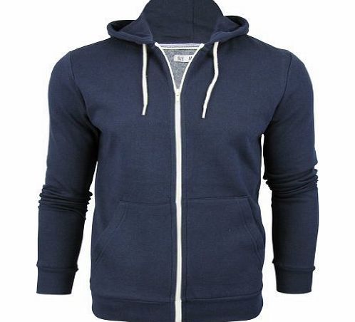 Brave Soul Mens Brave Soul Adrian Hoodie/ Hooded Zip Jumper/ Sweatshirt Dark Navy Small