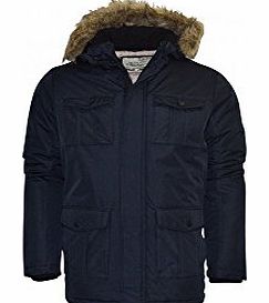 Mens Heavy Weight Fur Hood Parka Padded Jacket Waterproof Canada Winter Coat Black Navy Medium Navy Blue- Canada Parker Lined Hooded Quilted Zip