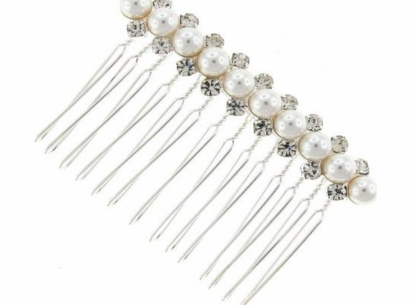 Bridal Wedding Accessories.co.uk Bridal Wedding Accessory - Petite Pearl and Crystal Myriad Bridal Hair Comb -...