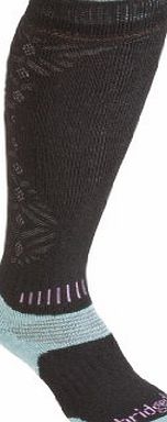 Bridgedale Ski Womens All Mountain Ski Sock - Black/Jade, Size 7-8.5