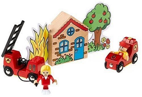 BRIO 33685 Wooden Railway System: Fire Brigade Play Set