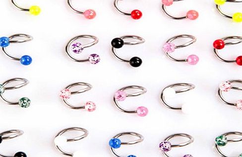 20pcs Ball Cone Dice Rhinestone Eyebrow Lip Tongue Nose Navel Belly Button Rings Body Arts Accessories (Ball nose navel belly button rings)