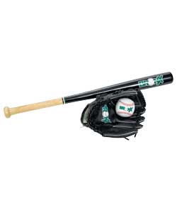 Bronx Wooden 26in Bat, Ball and Glove Set