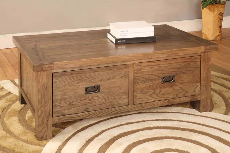 Rustic Oak 2 Drawer Coffee Table