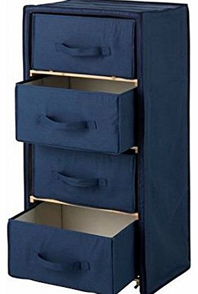 Brown Source Ltd Canvas 4 Drawer Chest Storage Unit Navy Blue Polycotton 