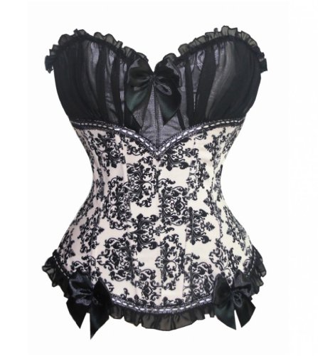 Bslingerie Women Black Floral Gothic Lolita Princess Corset UK 14-16