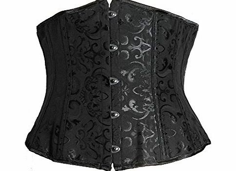 Bslingerie Womens Brocade Lace Up Back Underbust Boned Corset (UK 10-12 (M), Black)