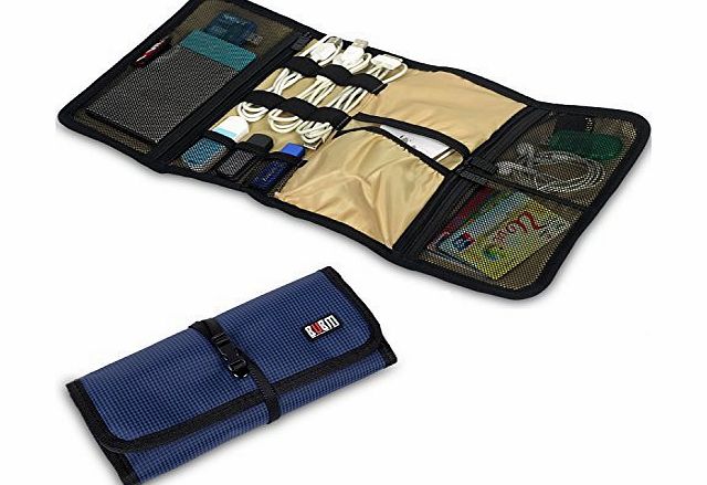 BUBM Damai Portable Wrap Universal Electronics Accessories Travel Organiser / Hard Drive Bag / Cable Stable (Coffee)