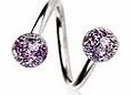 buff-ebj Purple Metallic Glitter Ball 316L Surgical Steel Twist Spiral Belly Bar Navel Ring Body Bar