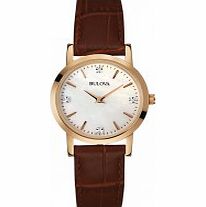 Bulova Ladies Diamond Gallery Brown Leather