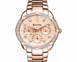 Bulova Ladies Diamond Rose Gold Chronograph Watch