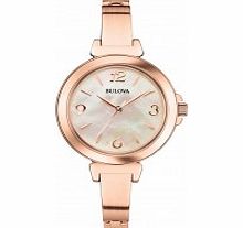 Bulova Ladies Dress Rose Gold Steel Bracelet Watch