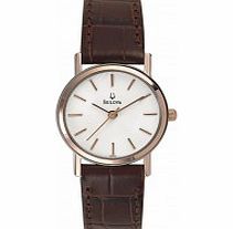 Bulova Ladies Dress White Brown Watch