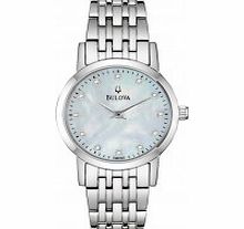 Bulova Ladies Pearl Silver Diamonds Watch