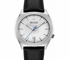 Bulova Mens BA II Black Leather Strap Watch