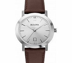 Bulova Mens Dress Brown Leather Strap Watch