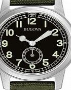 Bulova Mens Dress Green Fabric Strap Watch