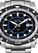 Bulova Mens Marine Star Black and Silver Watch