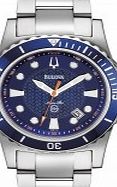 Bulova Mens Marine Star Blue Silver Watch