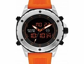 Bulova Mens Marine Star Orange Rubber Strap Watch