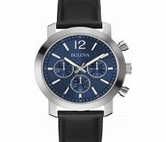 Bulova Mens Sport Chronograph Black Leather