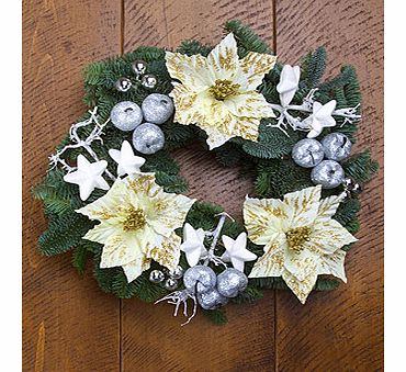 Bunches.co.uk White Poinsettia Wreath XWSETA