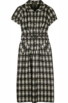 Checked cap sleeve dress