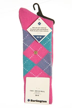 Burlington Ladies 1 Pair Burlington Original Extra Soft Argyle Sock Brown Marl