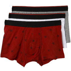 Burton 3PK Black/Red Stars Hipsters