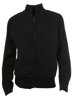 Black Fleece-Lined Zip Through Jumper