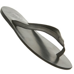 Black Leather Toe Post Sandals