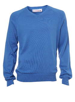 Blue Plain V-Neck Jumper