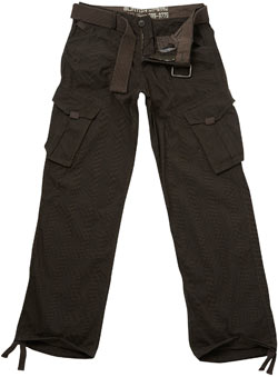 Dark Khaki Check Utility Cargo Trousers