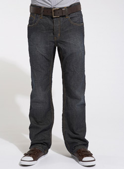 Burton Dark Wash Coated Crinkled Straight Fit Denim Jean