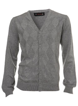 Grey Argyle Textured Cardigan