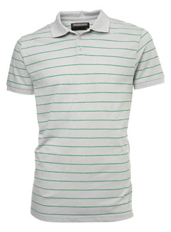 Grey Striped Pique Polo