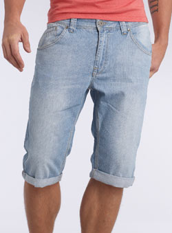 Burton Light Wash Roll Up Denim Cropped Shorts