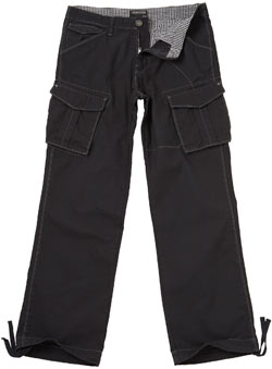 Burton Navy Coated Cotton Cargo Trousers