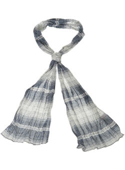 Navy Graduated Stripe Crinkle Scarf