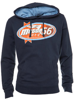 Navy `otor 56`Printed Hoodie