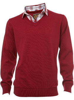 Red 2 in 1 V-Neck Jumper