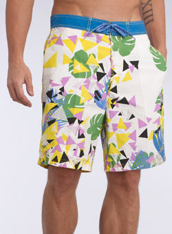 Shattered Leaf Print Swim Shorts