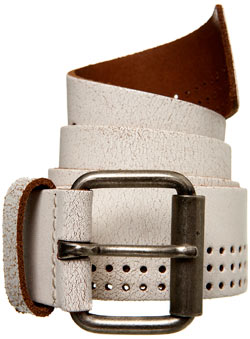 Burton White Leather Eyelet Belt