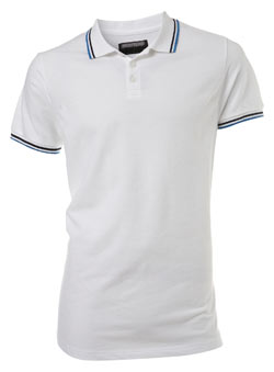 White Tipped Pique Polo